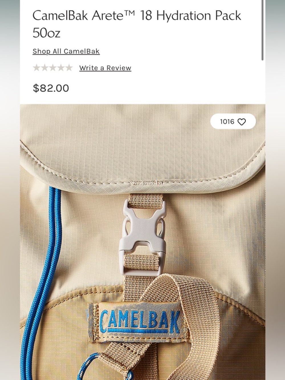 CamelBak Beige Pack with Blue Accent Cord